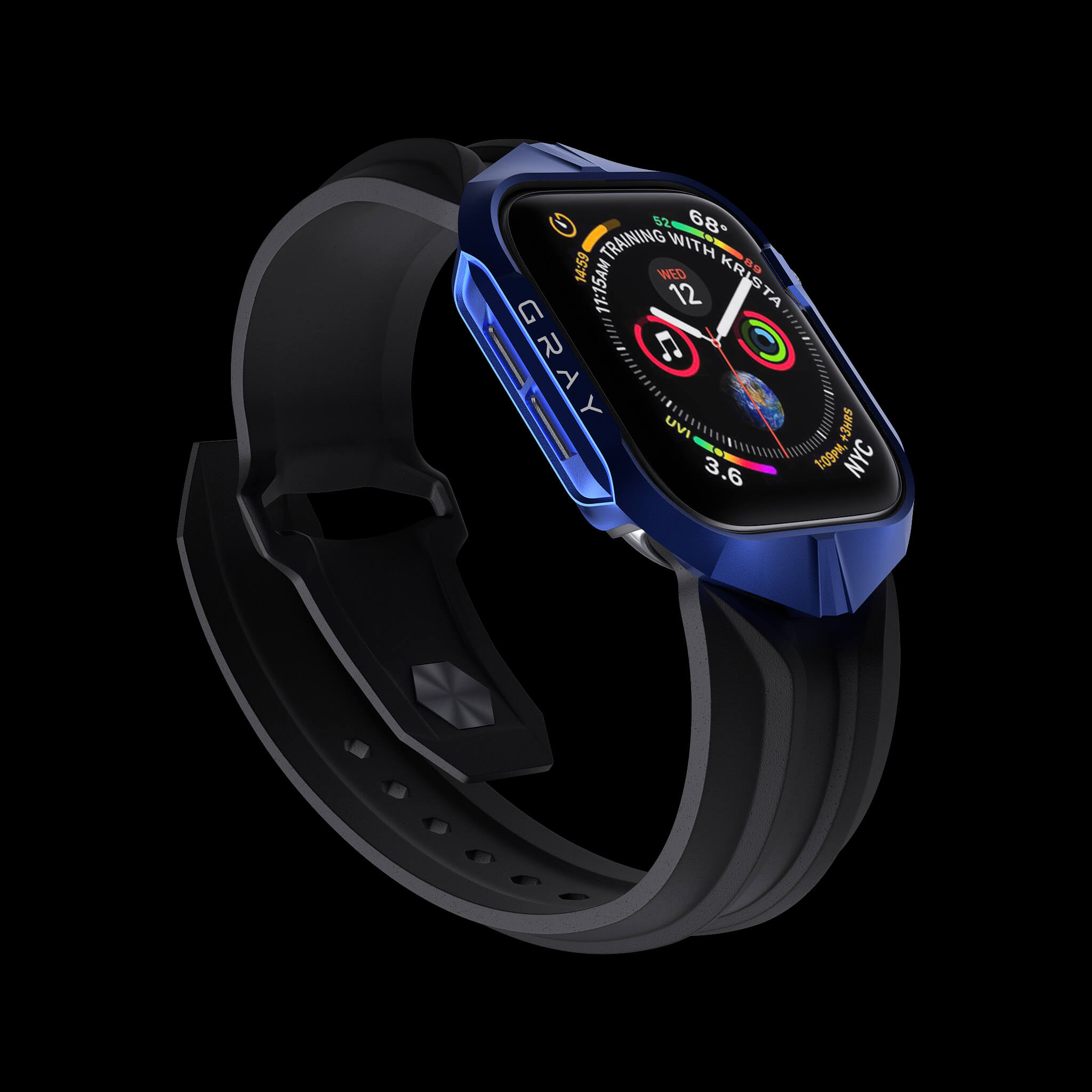 cyber watch galactic blue, luxury designer aluminium metal apple watch case