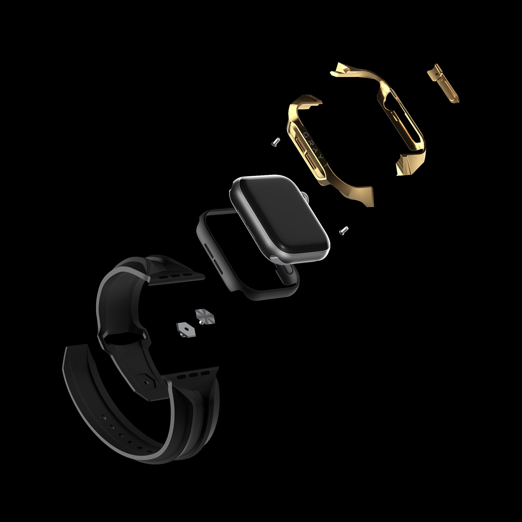 cyber watch gold, luxury designer titanium metal apple watch case  