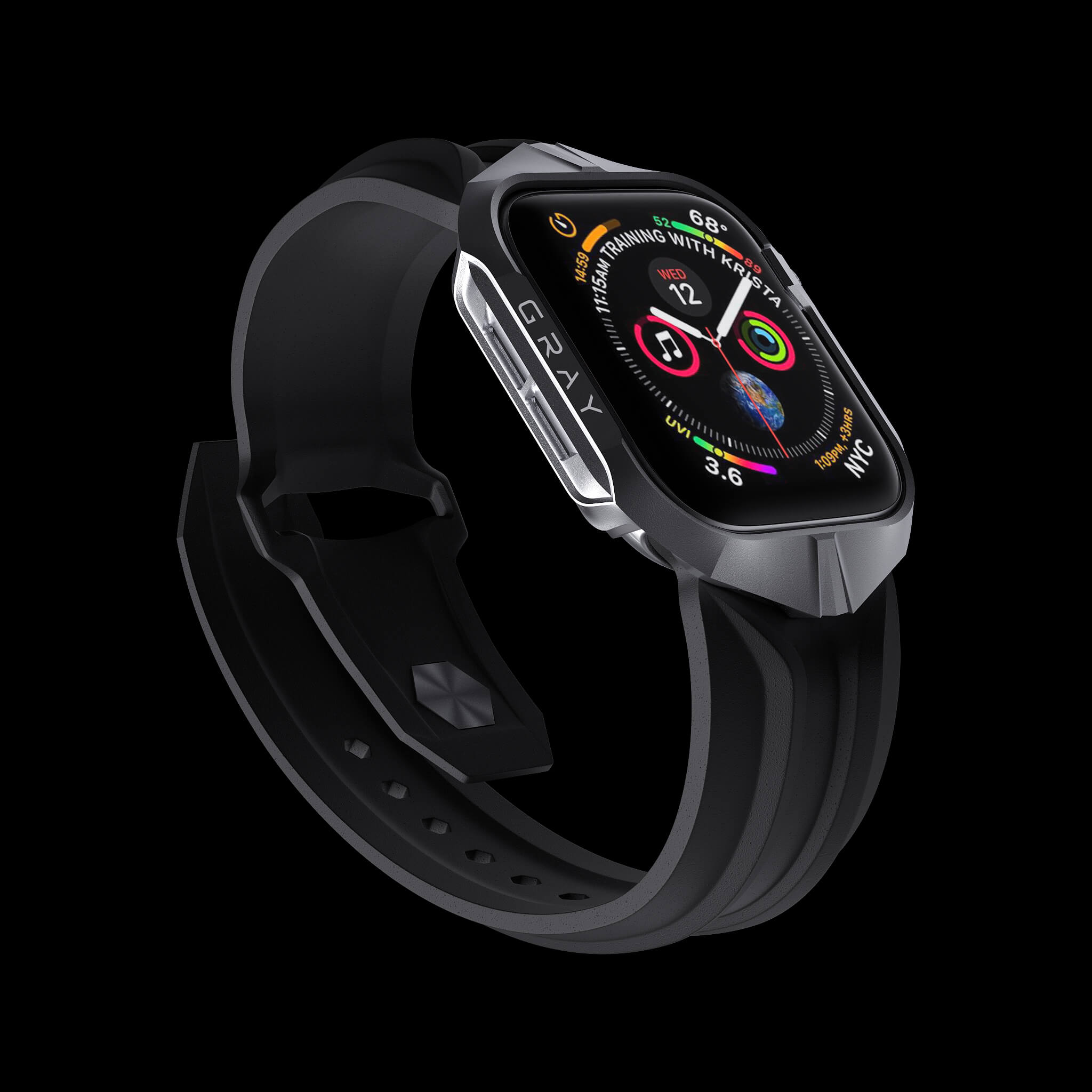 cyber watch gray, luxury designer aluminium metal apple watch case
