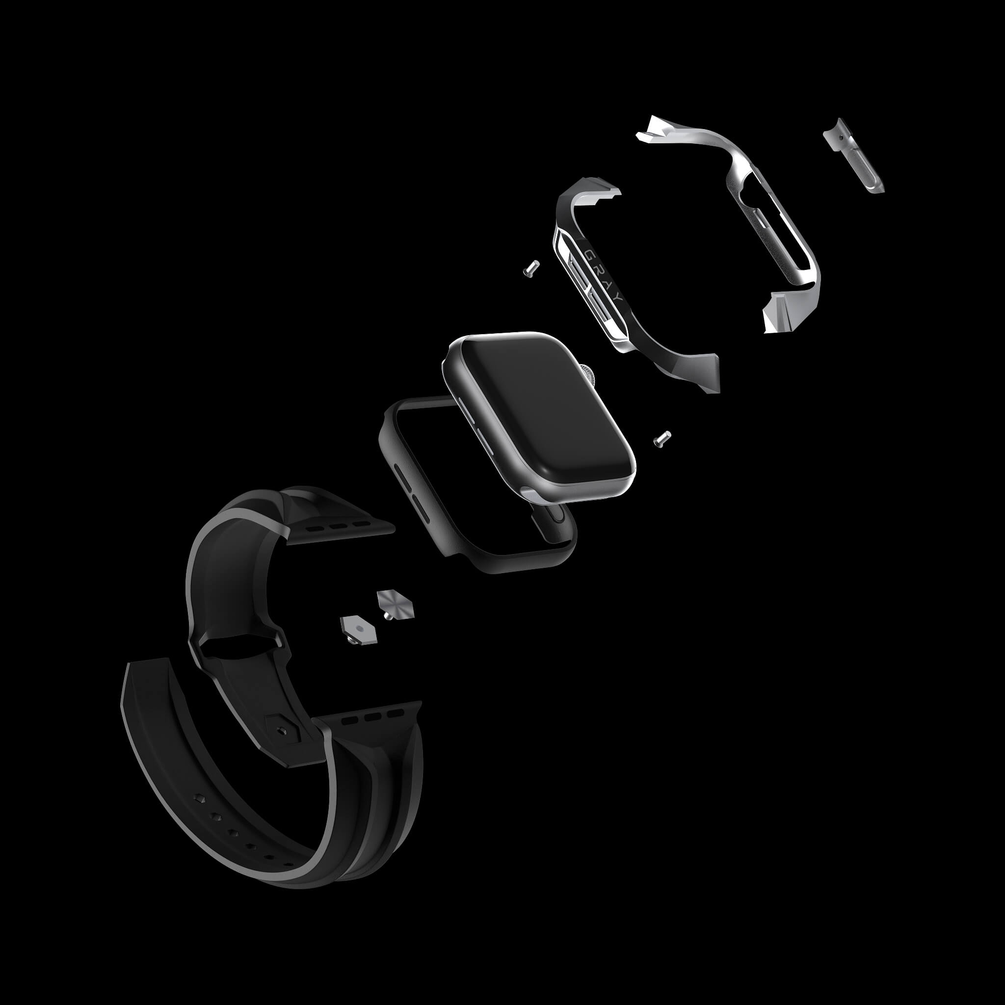 cyber watch gray, luxury designer aluminium metal apple watch case