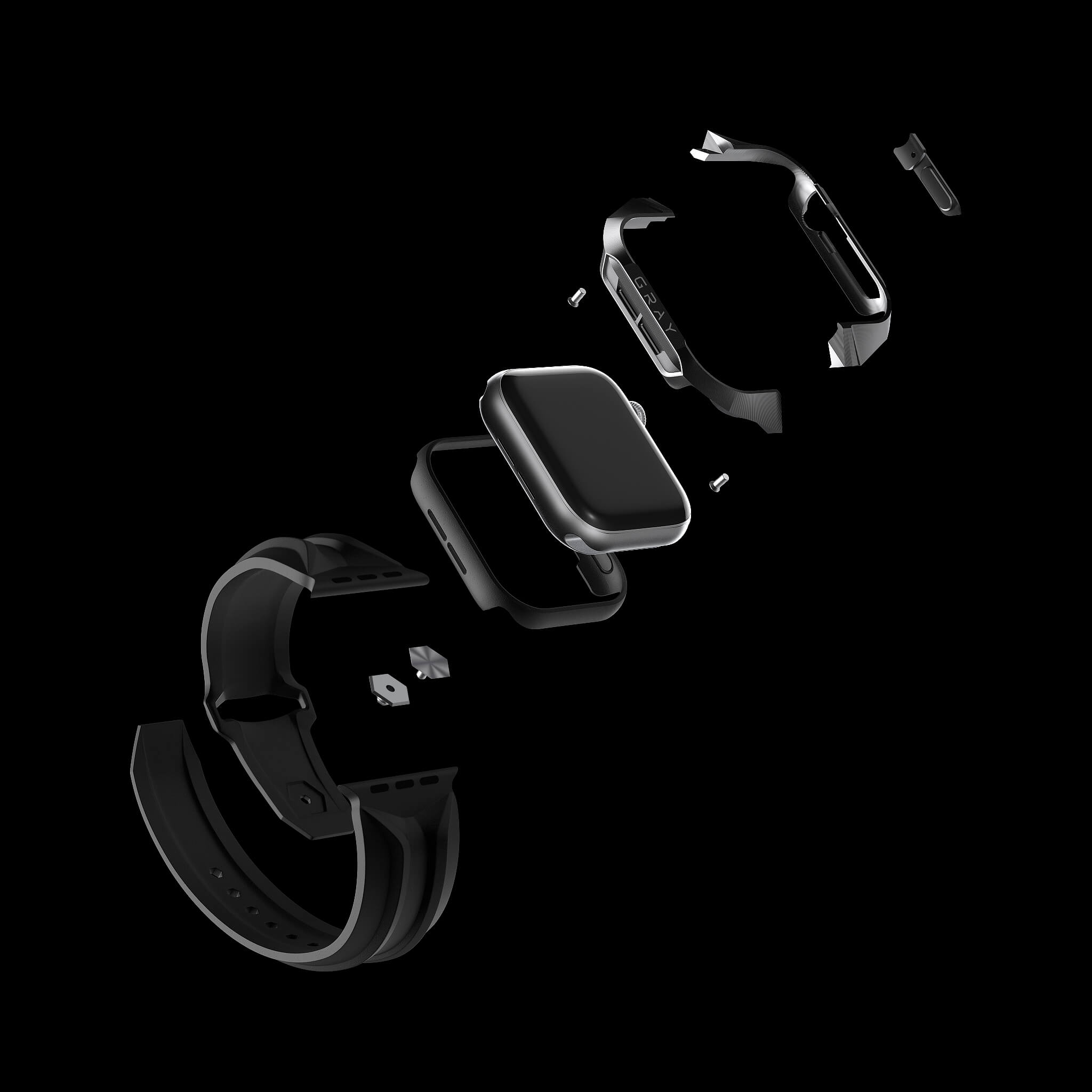 cyber watch stealth, luxury designer titanium black metal apple watch case  