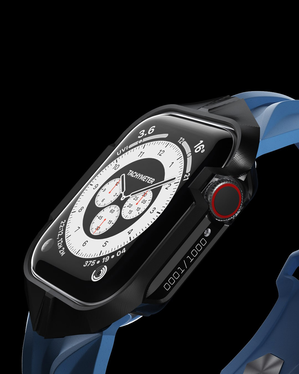 Blue and Black Cyberwatch Case on Apple Watch