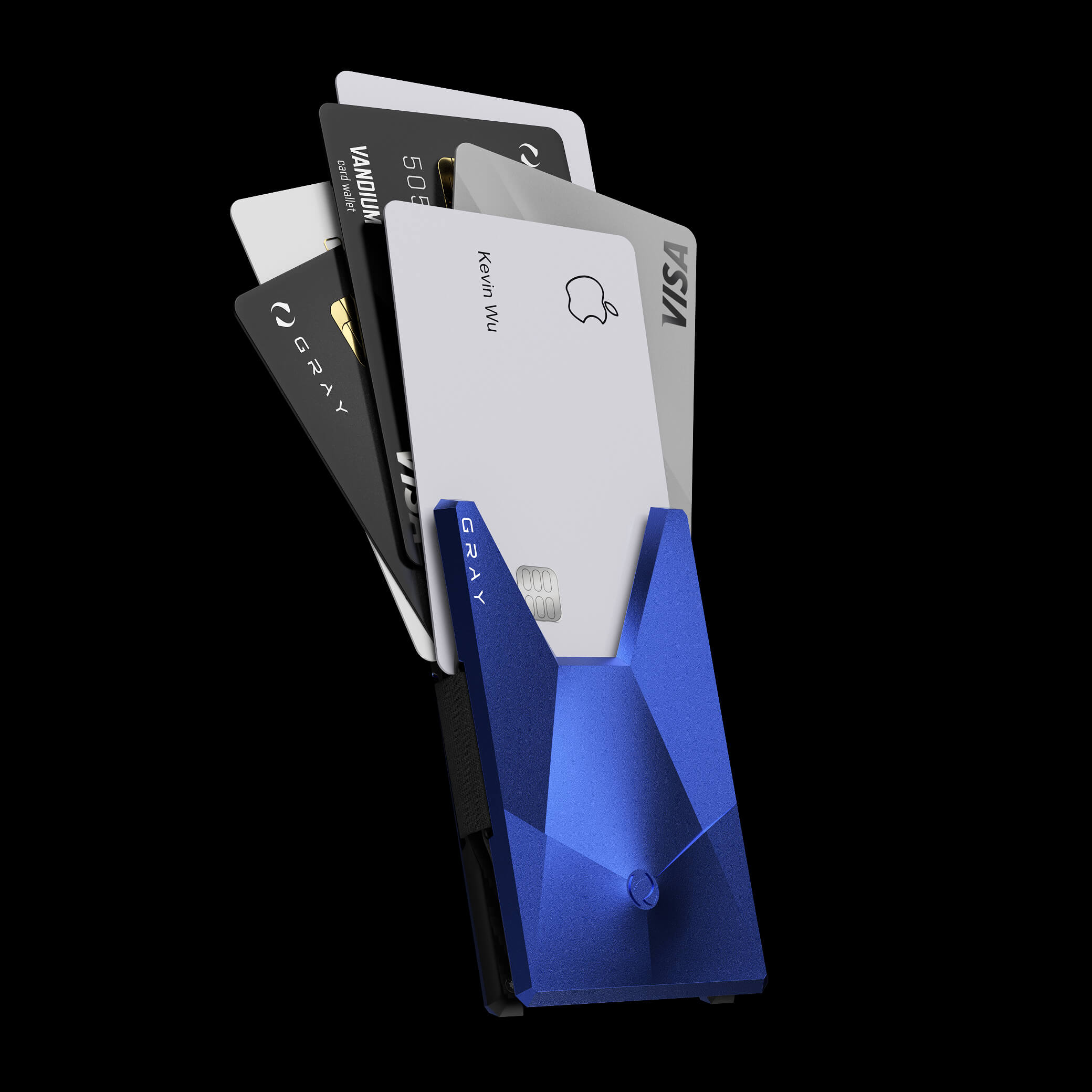vandium galactic blue luxury designer aluminium metal card wallet